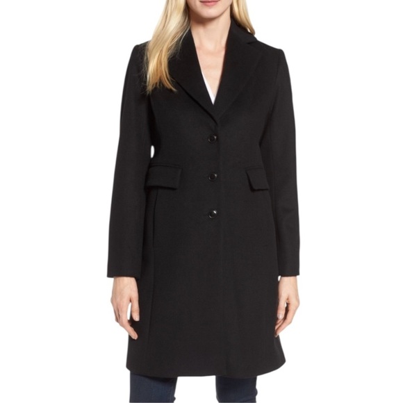 NWT Kristen Blake Walking Coat Wool Blend Notch Lapel Single Breasted Black 8 - Picture 2 of 16